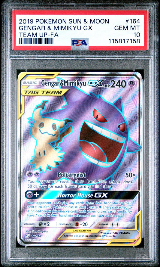 gengar & mimikyu TAGTEAM PSA10